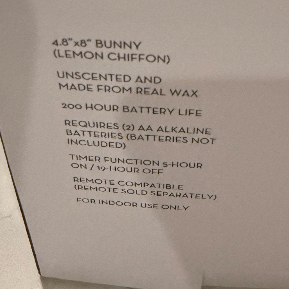 Luminara Flameless Bunny Candle in Yellow Chiffon - Picture 5 of 5